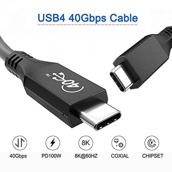 NFHK 50cm USB4 Cable with 100W Charging and Thunderbolt 40Gbps 3/4 Compatible,