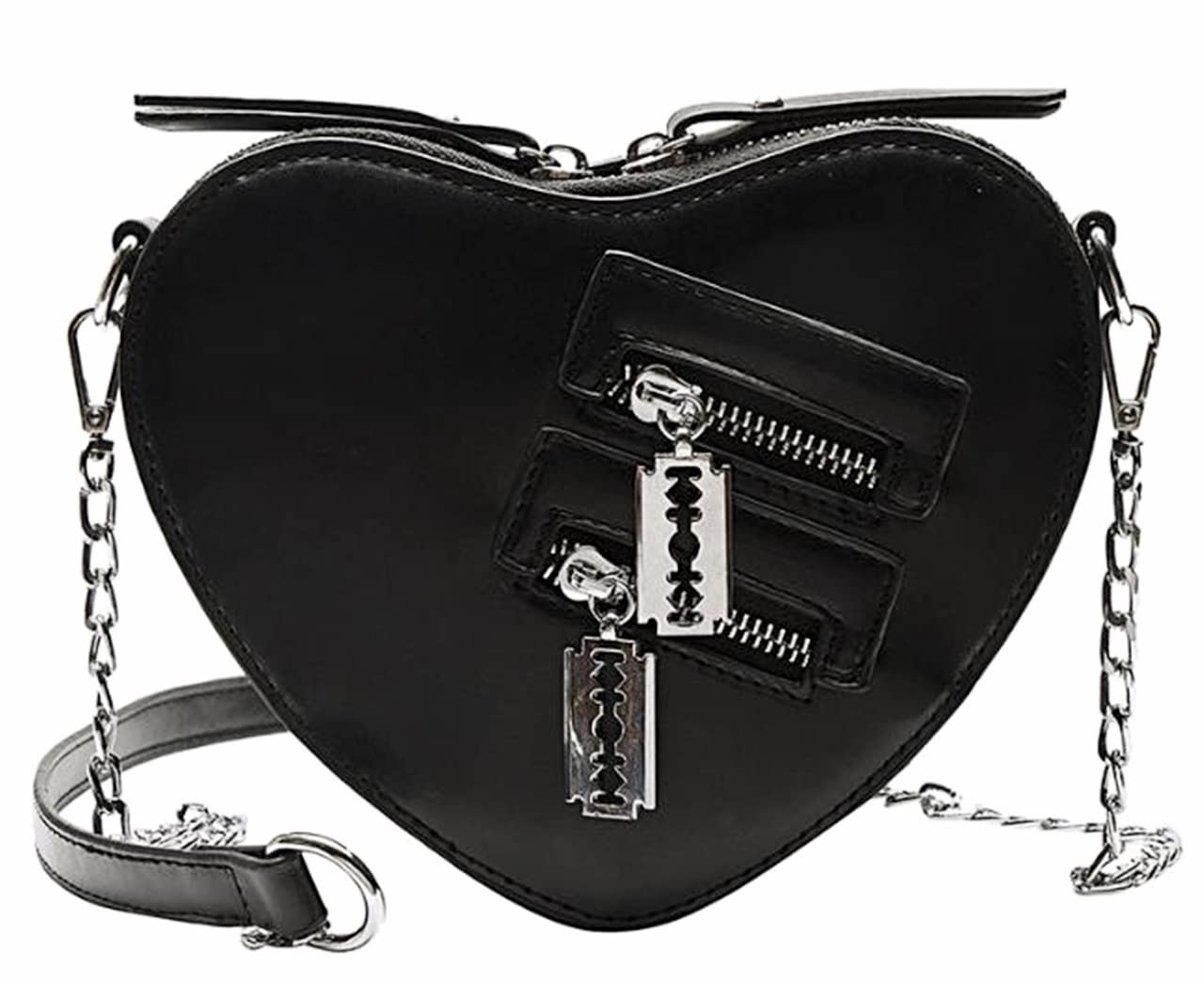 ZAZALAND Женская маленькая сумка на плечо, через плечо, Готическая Лолита, Панк Рок, Форма сердца (черный)