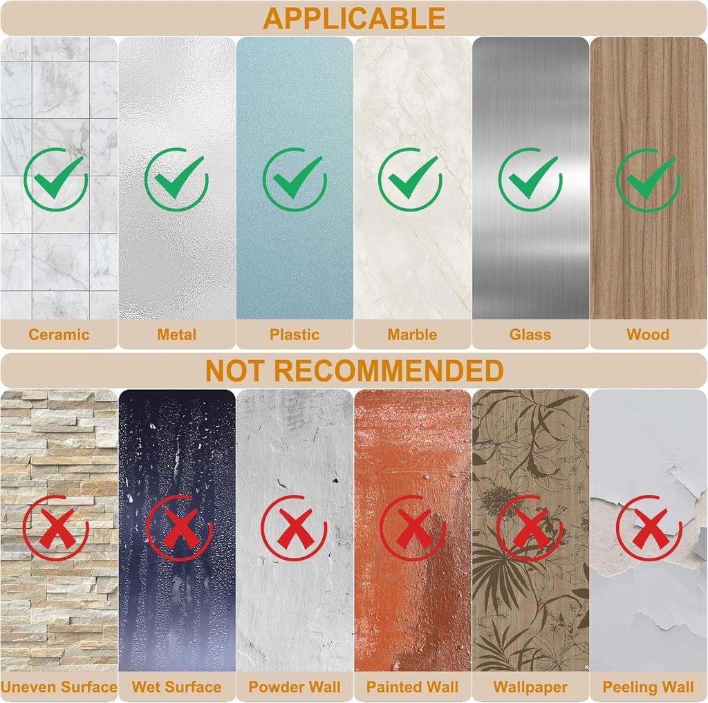 6Pcs Adhesive Wall Hooks, No Drill Stainless Steel Heavy Duty Waterproof Shower Towel Hooks, Self Adhesive Hooks for Bathroom Kitchen Office Hanging