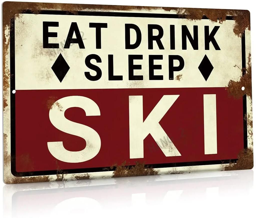 Ski Lift Loading and Unloading Wear-resistant Metal Signs Ski Loading and Unloading Area Wall Decoration Metal Signs 8x12 Inc