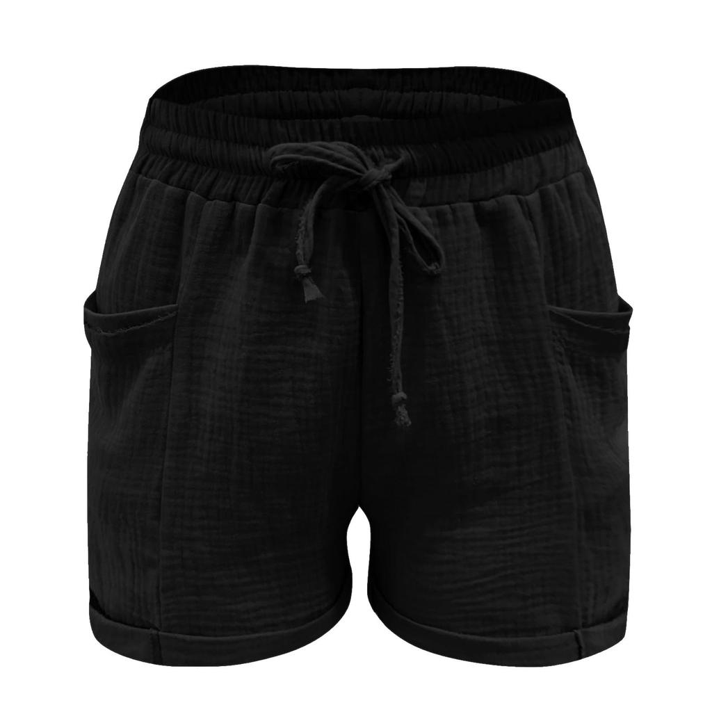 Lässige und bequeme Sommer-Shorts für Damen mit Kordelzug und dekorativen Taschen