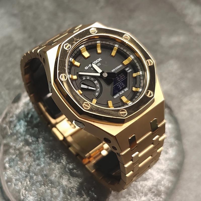 Casio Men Liquid Crystal,Analog Dual Display Series Black Watch GA-2100SKE-7A(Watch3--)