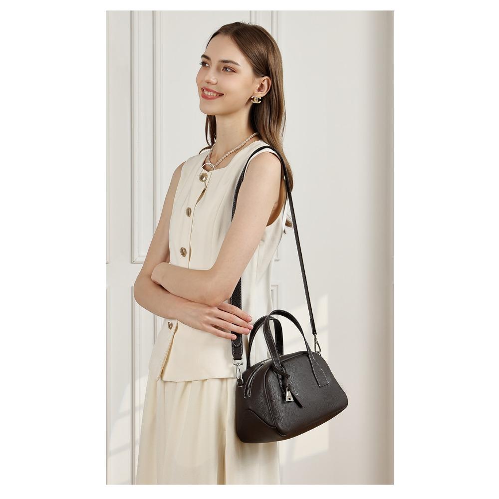Small Bowling Fashi Trend, Portable Women's Bag, Leather Crossbody Shoulder Unique Texture, Versatile and Casual Daily