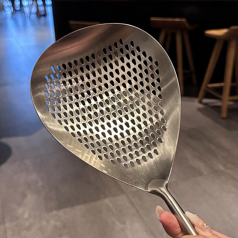 201 Stainless Steel Kitchenware Cooking Strainer With Wood Handle Pepper Seasoning Colander Sieve Utensils Filter Scoop Spoons