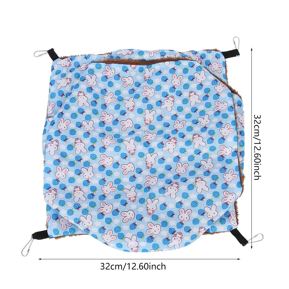 Three Layer Small Pet Warm Hammock Hanging Bed Sleeping Bag for Hamster Sugar Gilder SquirrelsBlue