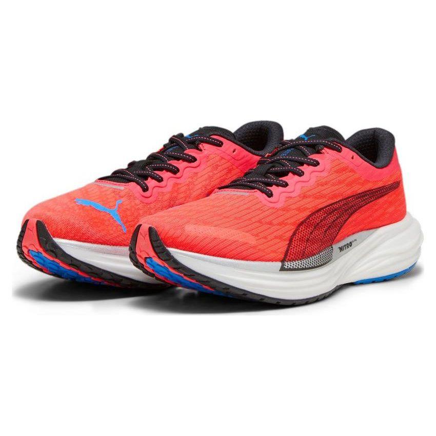 Puma Deviate Nitro 2 Running Shoes Lightweight Breathable Carbon Plate Men Sneakers Deep-Blue Fire-Red 376807-14