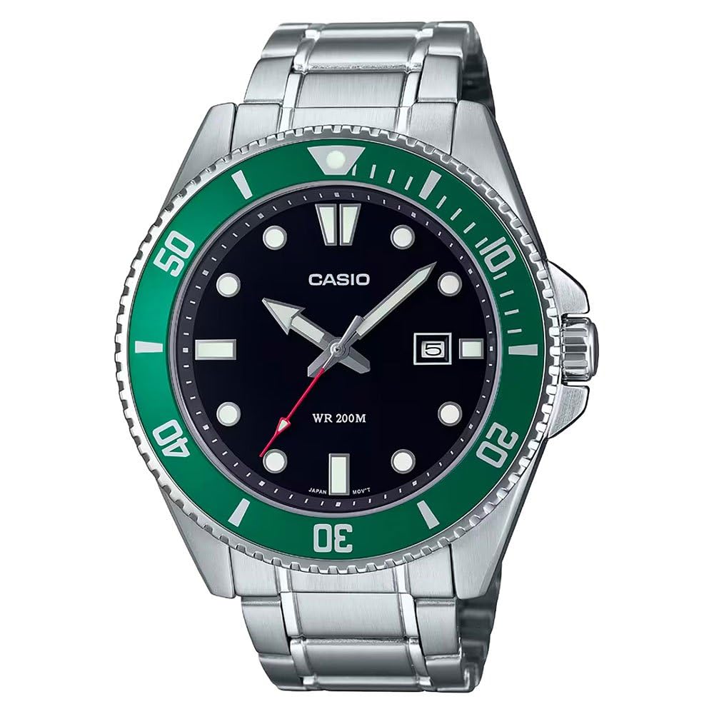 Casio Dive Watch Multicolor Silver Bracelet Men's - MDV-107D-3AVDF Dial, Band, Silver,