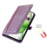 For iPhone 16 Pro Case Zipper Pocket 9 Card Slots PU Leather Phone Cover with Wrist Strap