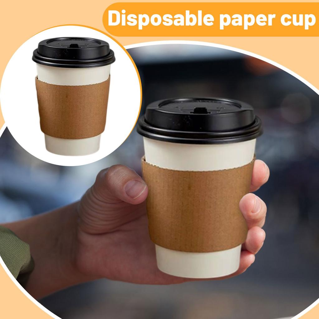 Paper Cup, Disposable Cup, Water Cup, With Lid And Cover, Suitable For Picnicking, Barbecue, Travel And Activities