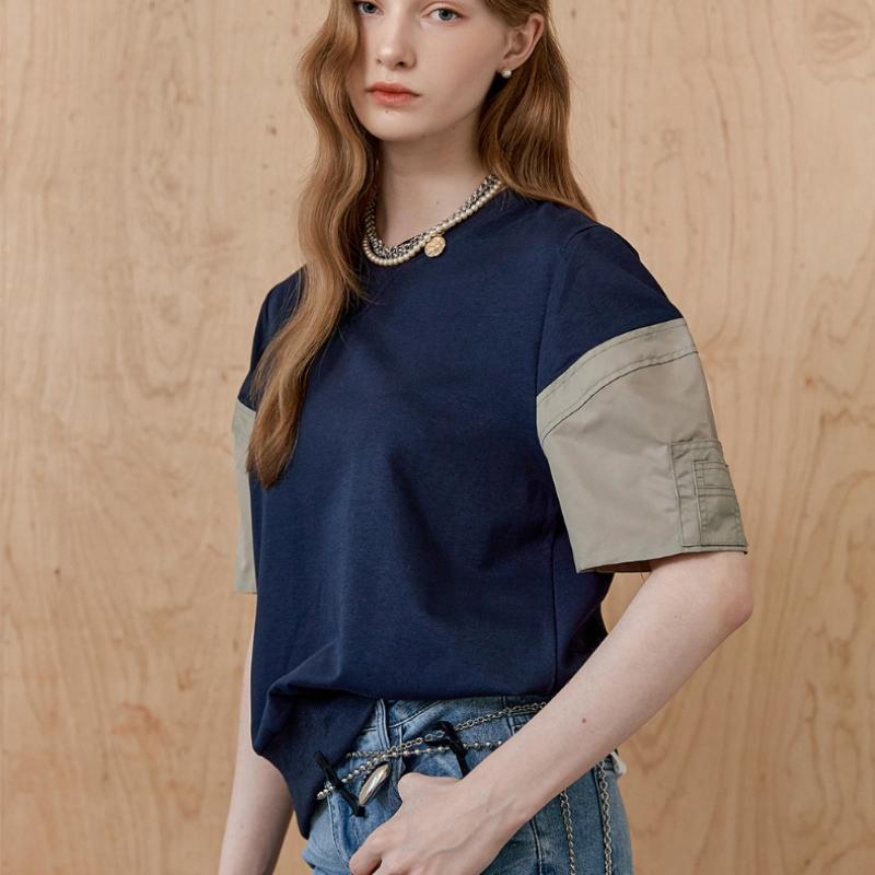 MAXZA UTiliTy Colorblocked Volume Sleeve T shirT zd06qT028on