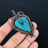 Turquoise 999 Copper Wire Wrapped Pendant, Handmade Gemstone Jewelry Pendant For Memorial Day