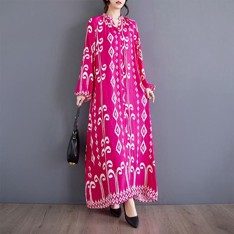 Long sleeve Plus size Cotton vintage Floral new in dresses for women casual loose spring autumn dress