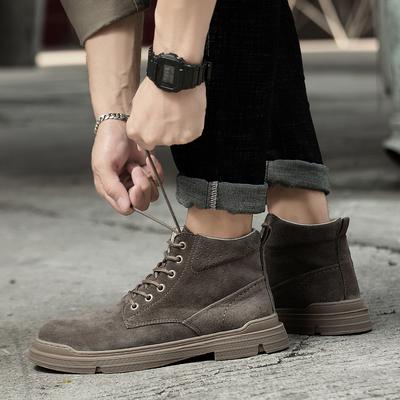 Neue Mode Leder Atmungsaktive Herren High Top Baumwollschuhe Herren Klassische Wasserdichte und Rutschfeste Stiefeletten Schuhe Herren Freizeitschuhe