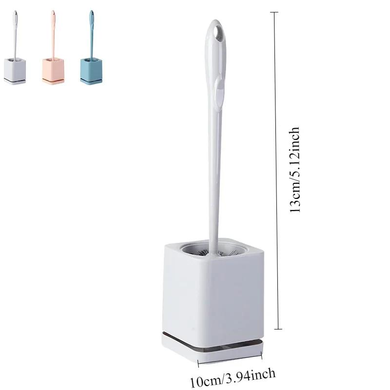 Hanging Household Plastic Long Handle Toilet Brush No Punch Wall Mounted Cleaning Brush with Base Drain Hole Design Toilet Tool