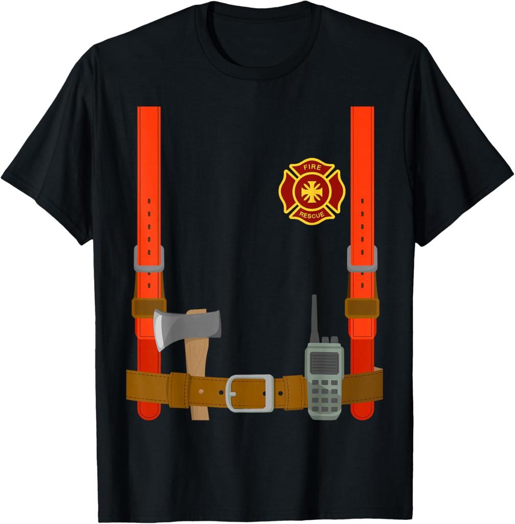 Fireman Firefighter Department Uniform Costume Dressup T-Shirt Cheap Polyester Short Sleeved Printed Tee Camisa Tops