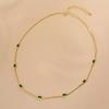 Vin14K Gold Plated Dainty Green Rectangle Cubic Zirconia Necklace Thin Snake Chain Minimalist Daily Choker Neck Jewelry for Women