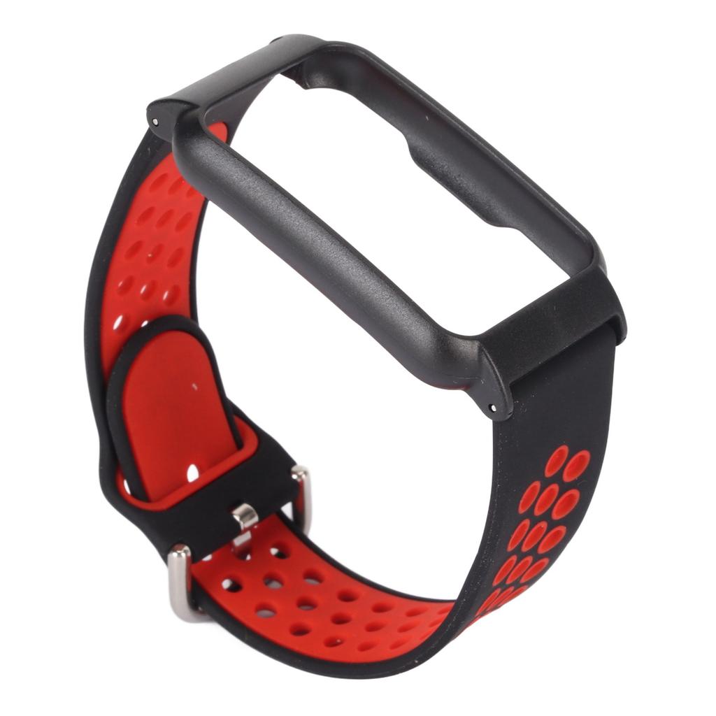 20mm Silicone Watchband Soft Breathable Stylish Comfortable Lightweight for OPPO FREE Smart Watch Black Red + Black