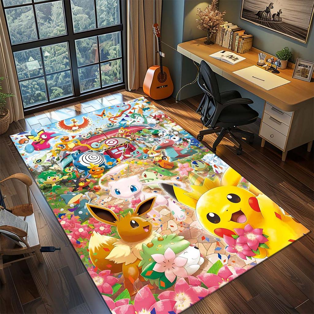 Pokemon Anime Rug Carpet Large Area Rug Non Slip Washable Floor Mat Gamer Room Bedroom Home Decor -QJY