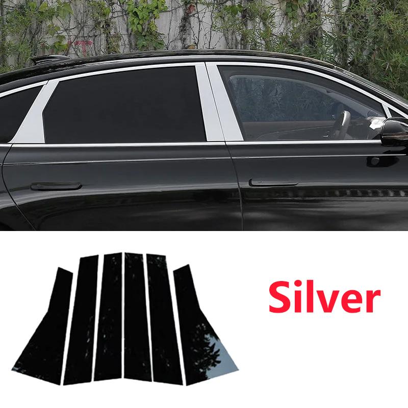 Para VW Volkswagen Jetta A7 Acessórios GLI ~2024 6 Peças Capas de Acabamento de Janela Colunas B C Coluna Central Adesivos Acessórios