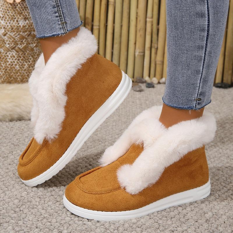 2025 Winter New Round Toe Low-heeled Solid Color Casual Thickened Wool Women's Shoes