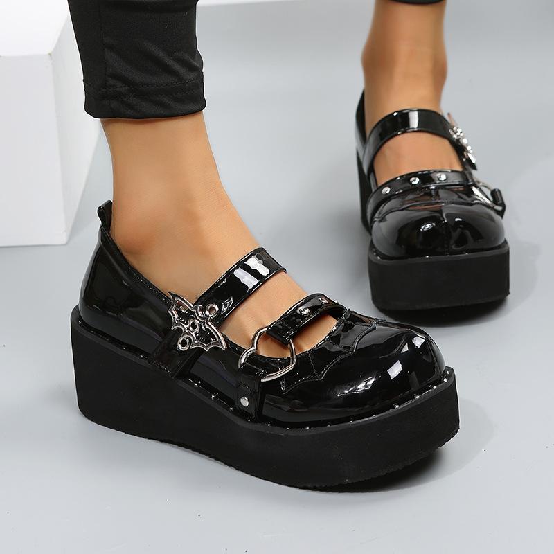 Foreign trade Mary Jane shoes women's 2025 new round head platform large size British small leather shoes heightened Japanese muffin women's shoes