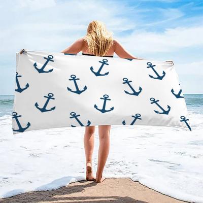 Nautical Muster Strandtuch, Digitaldruck Dünn Schnelltrocknend Anti-Sand Mikrofaser Leicht für Schwimmen Yoga Reisen Fitnessstudio Geschenk