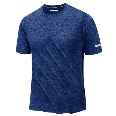 Sports Quick Dry Dry Tops Loose Short Sleeve Large Size Running Shirt Sweat Absorbent Sweatshirt Training Wear Dark Blue L [KEFITEVD] Men's T-Shirt
