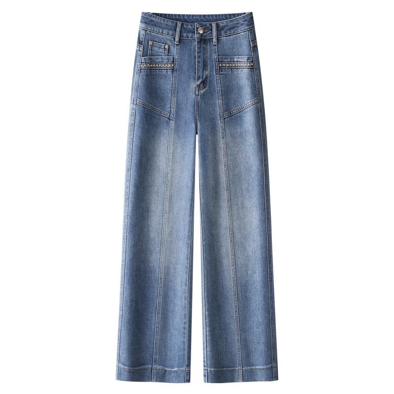 

Women s American Retro High-Waist Slimming Wide-Leg Jeans - Spring & Autumn 2025 Style XL синій