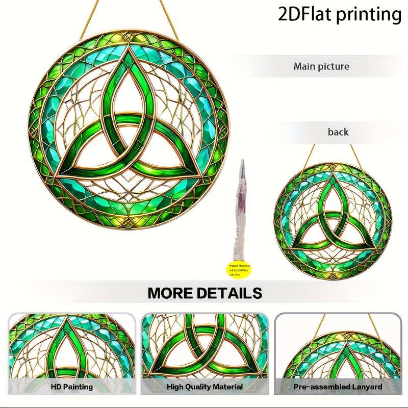 2D Flat Bohemian Celtic Knot Acrylic Decorative Sign, Home Decor Plaque Hanging Wall Art Decorative Garden Decoration for Room Door Signs Hanging Wood