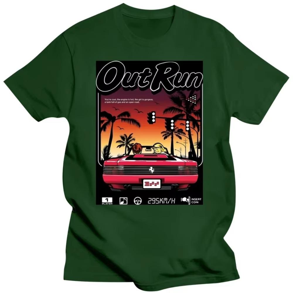 Vintage tričko Out Run s krátkým rukávem bavlněné old school 80s japonské herní tričko závodní videohra OutRun tričko top merch