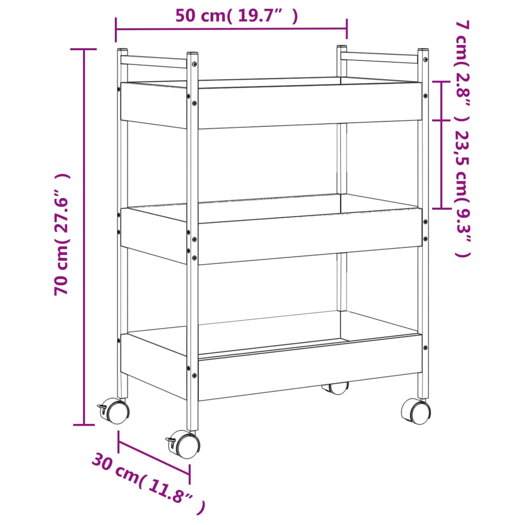 Kitchen Trolley Sonoma Oak 50x30x70 cm Particleboard