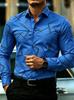 Modern Men's Long Sleeve Shirt with Geometric Line Print, Great for Daily & Formal Wear.