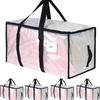 Transparent Large Capacity Woven Storage Bag,Quilted Storage Bag,Closet Type Waterproof Double Zipper Portable Clothing Storage