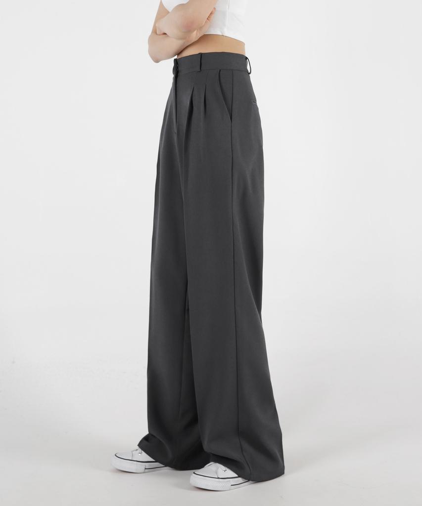 Eum Women'S Triple-Height Fitted Wide Straight Back Elastic Waist Slacks 5 Colors (C Type)
