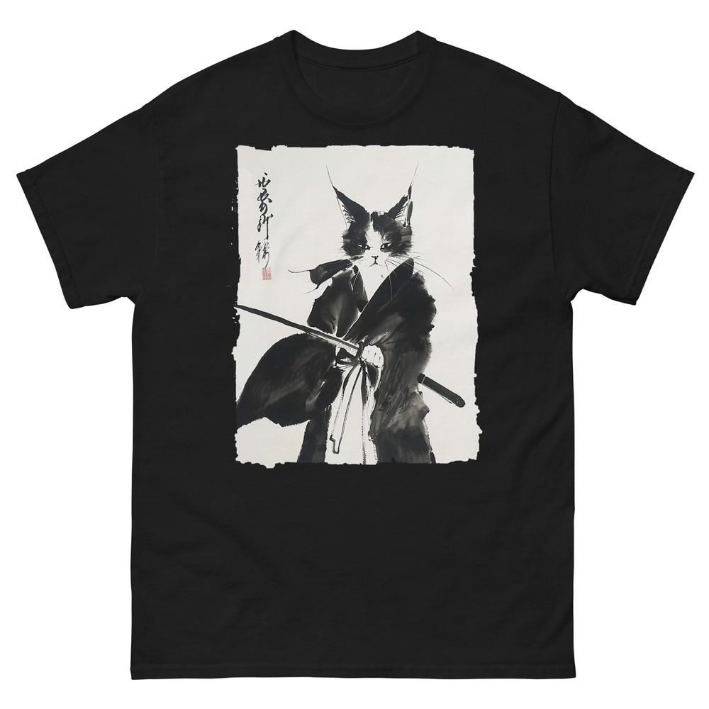 Samurai Cat Vintage UkiyoE Warrior Art Graphic Cat Art TShirt