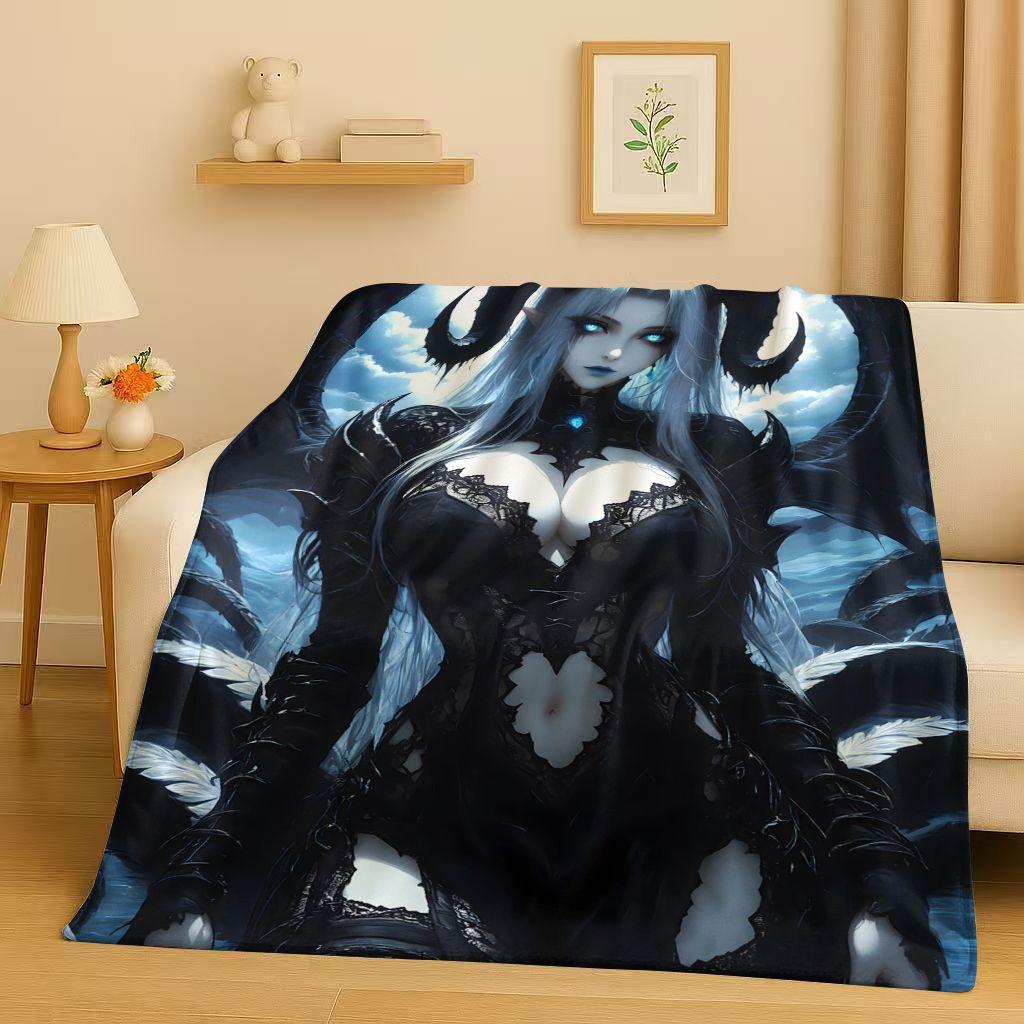 3D Gothic Dark Sexy Girls Cartoon Anime Characters Flannel Blanket,Soft Plush Throw for Home Bedroom Bed Sofa Cover Trave Gift