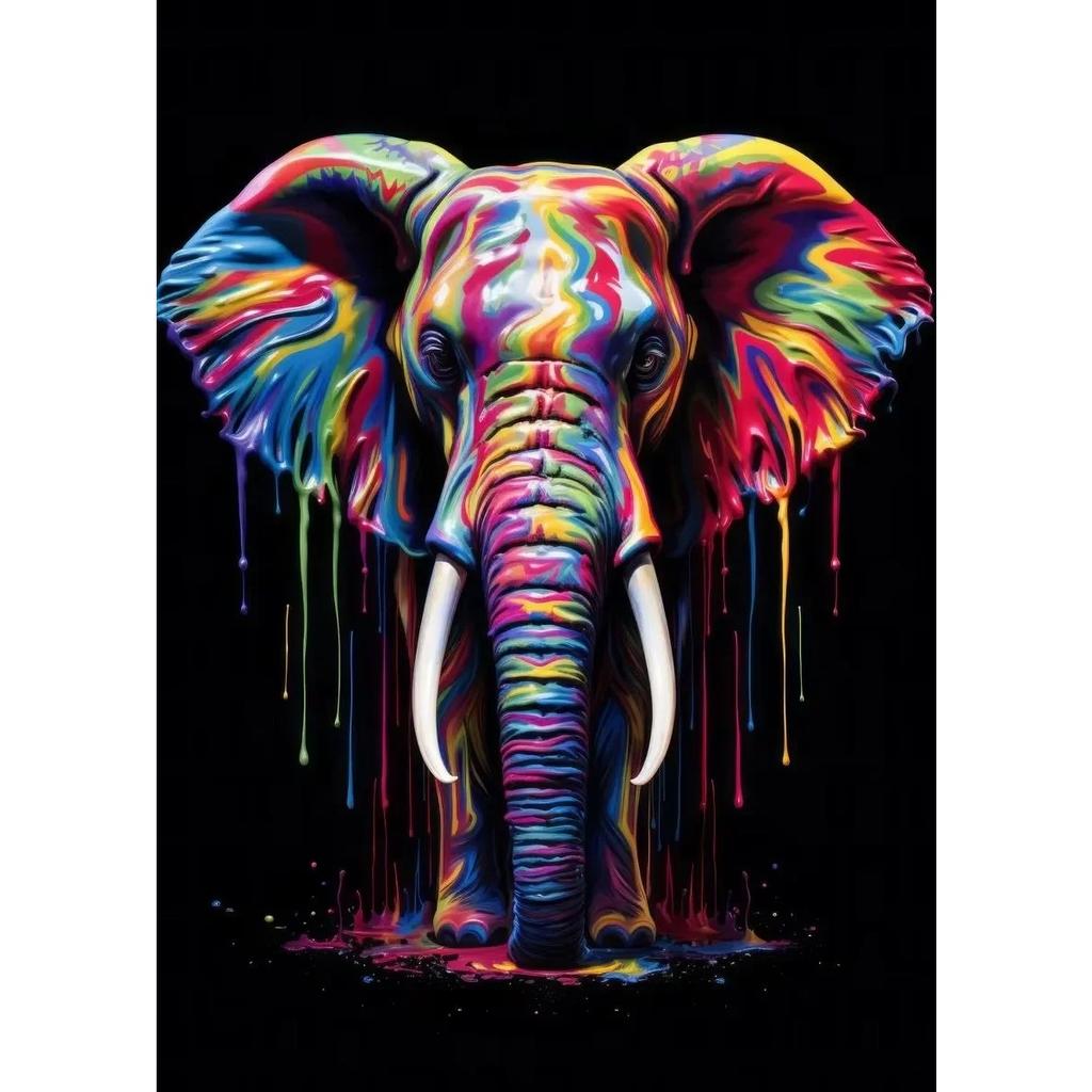 Animals With Paint Canvas Painting Rainbow Dog Sea Otter Elephent Poster Canva Prints HD Pictures Frog Animal Wall Art Unframed