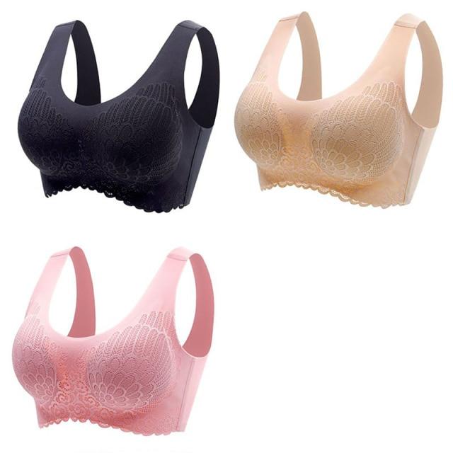 3stk Latex BH Sømløse BH For Kvinner Undertøy BH Push Up Bralette Med Pad Vest Topp BH