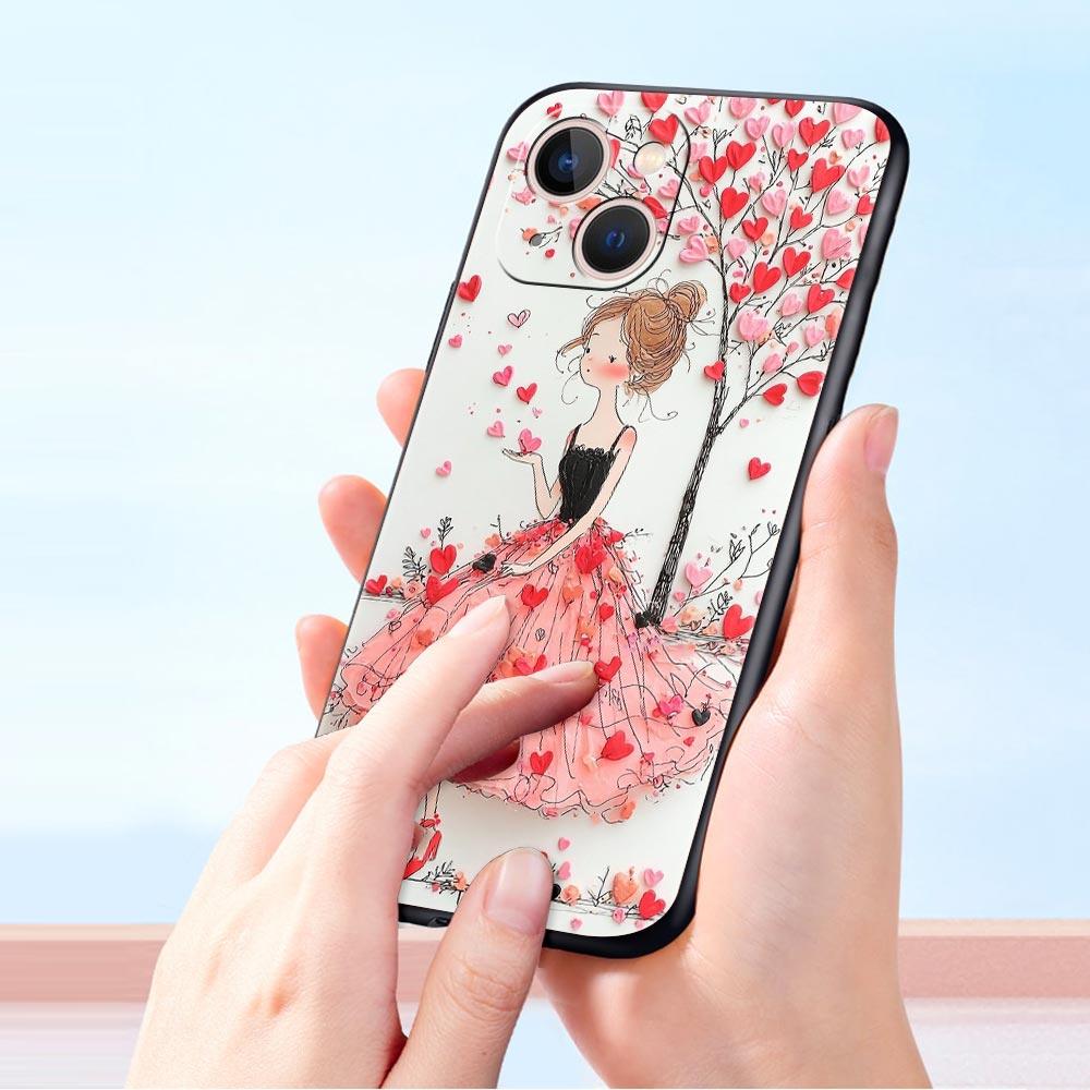 Cartoon Girl Phone Case Cover for iPhone 17 16 15 14 13 12 Pro Max 11 Pro Max 17 AIR Plus Shockproof Soft TPU Shell Fundas Capas