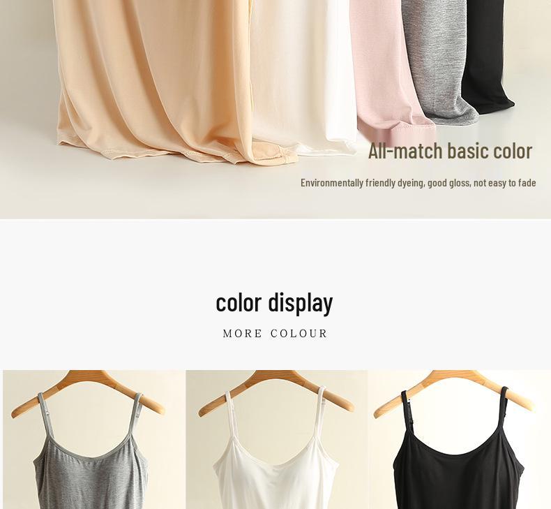 Women's Modal Spaghetti Strap Tank Top with Built-in Bra Pads - Plus Size Sports Bra Underwear