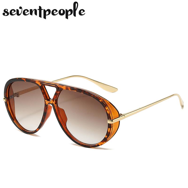 Luxury Brand Oversized Punk Oval Sunglasses Women Metal Toad Frame Double Beam Shades UV400 Protection Eyewear For Ladies