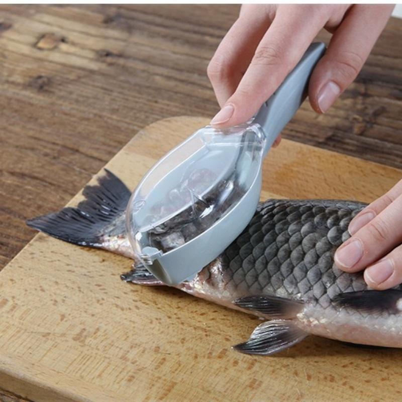Kitchen Household Scale Scraper With Lid, Fish Scale Scraper, Manual Descaling, Brushing Of Fishing Tools