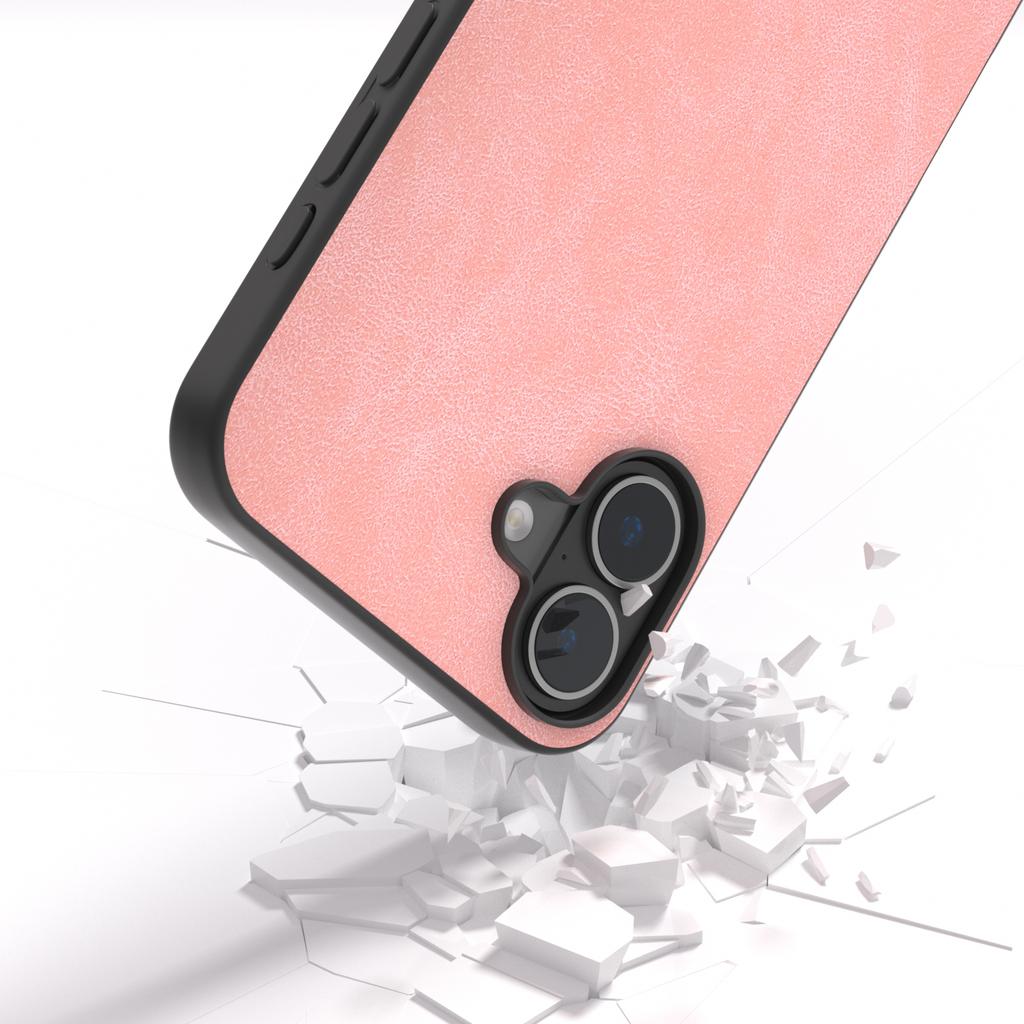 For iPhone 16 Plus Case PU Leather PC TPU 3 Layer Hybrid Phone Cover