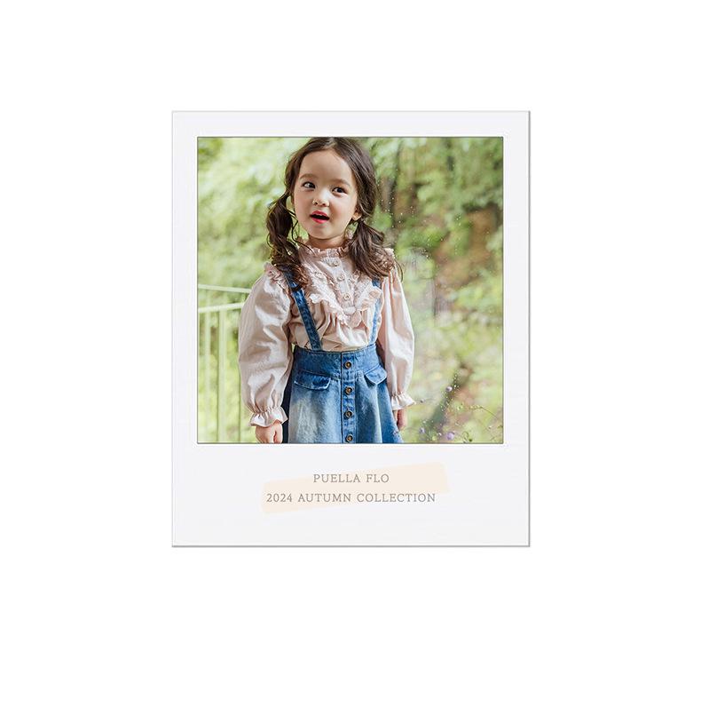 2025 Spring Vintage Puff Sleeve Lace Collar Shirt for Toddler Girls