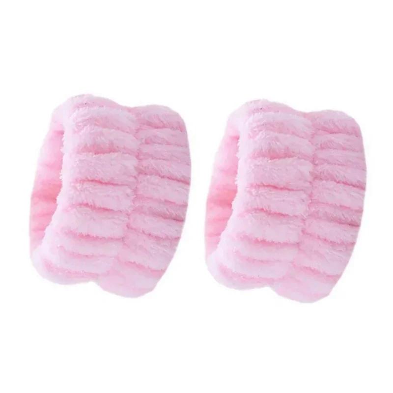 

2 шт. Наручный ремешок Влагостойкий Многоразовый Для умывания Спа Наручный ремешок для часов Волосы Короткий Плюшевый Впитывающий Аксессуары Повязка на голову Макияж