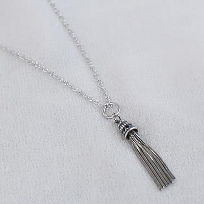 Chaîne de Collier en Argent 925 Superposée Pompon Argenté Vintage
