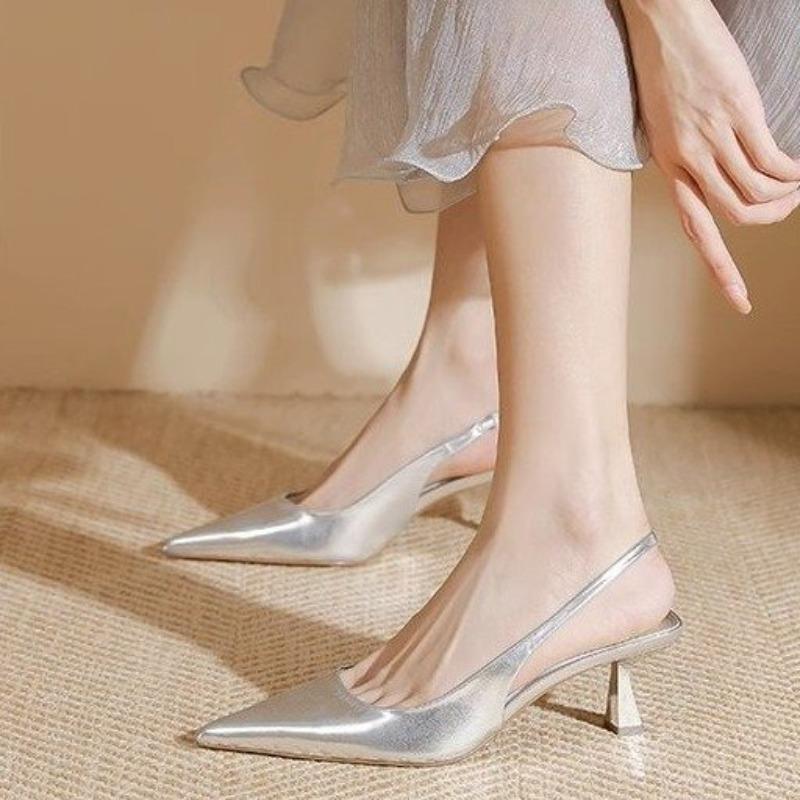 Spring Summer New Women's Pointed Toe Sandals High-heeled Women's Minimalist  Comfortable Shallow Mouth Sandals