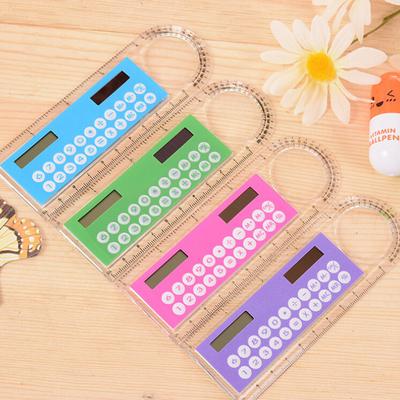 1pcs Multifunction Student Ruler Gift Calculators Cute Colorful Mini Portable Solar Energy Counters