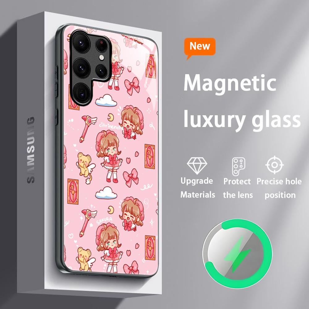 Lovely Cardcaptor Sakura  Phone Case For Samsung S25 S24 S23 S22 S21 S20 Plus Ultra Note20 Glass Magnetic Case
