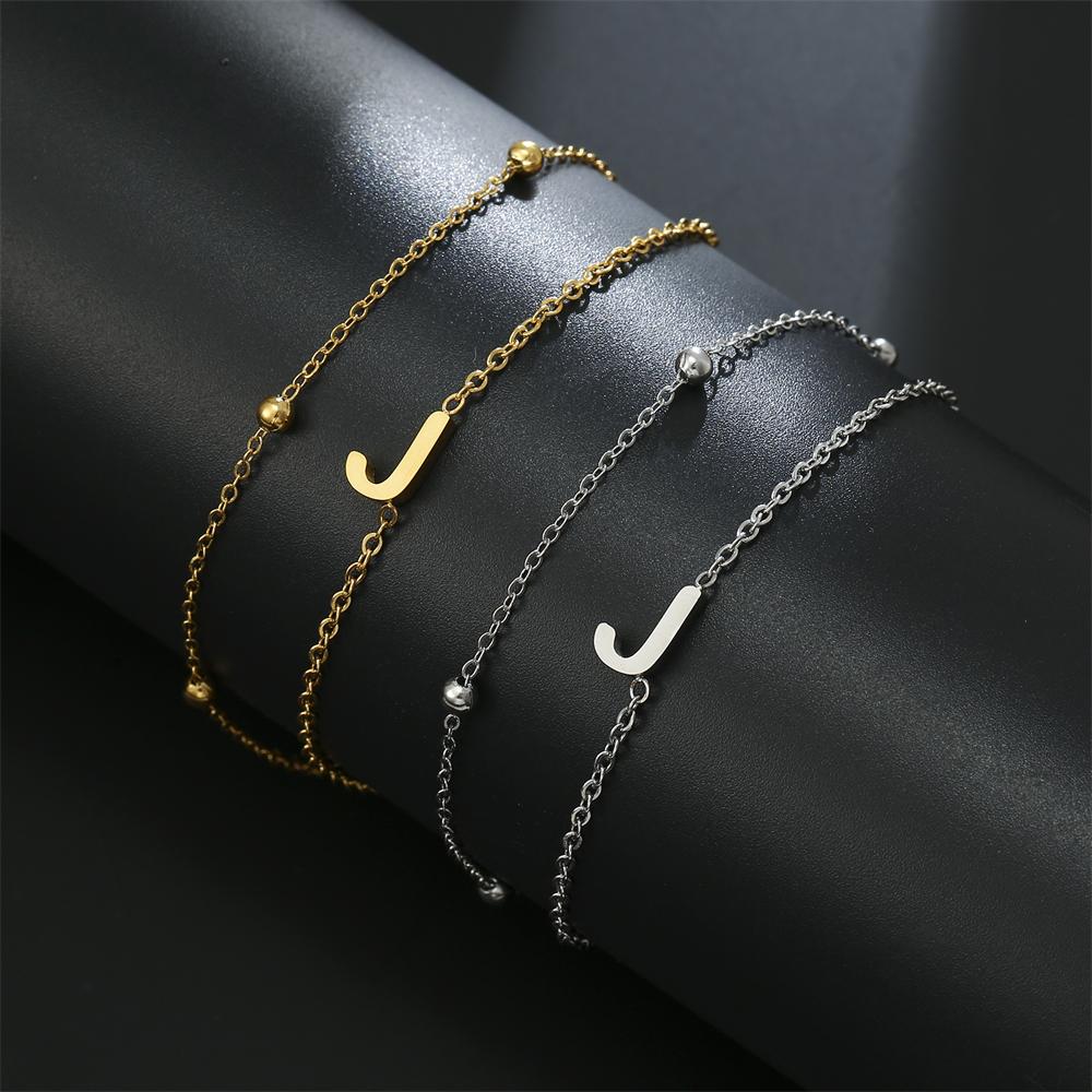 Cazador Stainless Steel Initial Letter Double Chains Bracelet for Women A-Z Alphabet Jewelry 2026 Bracelet On Hand Birthday Gift